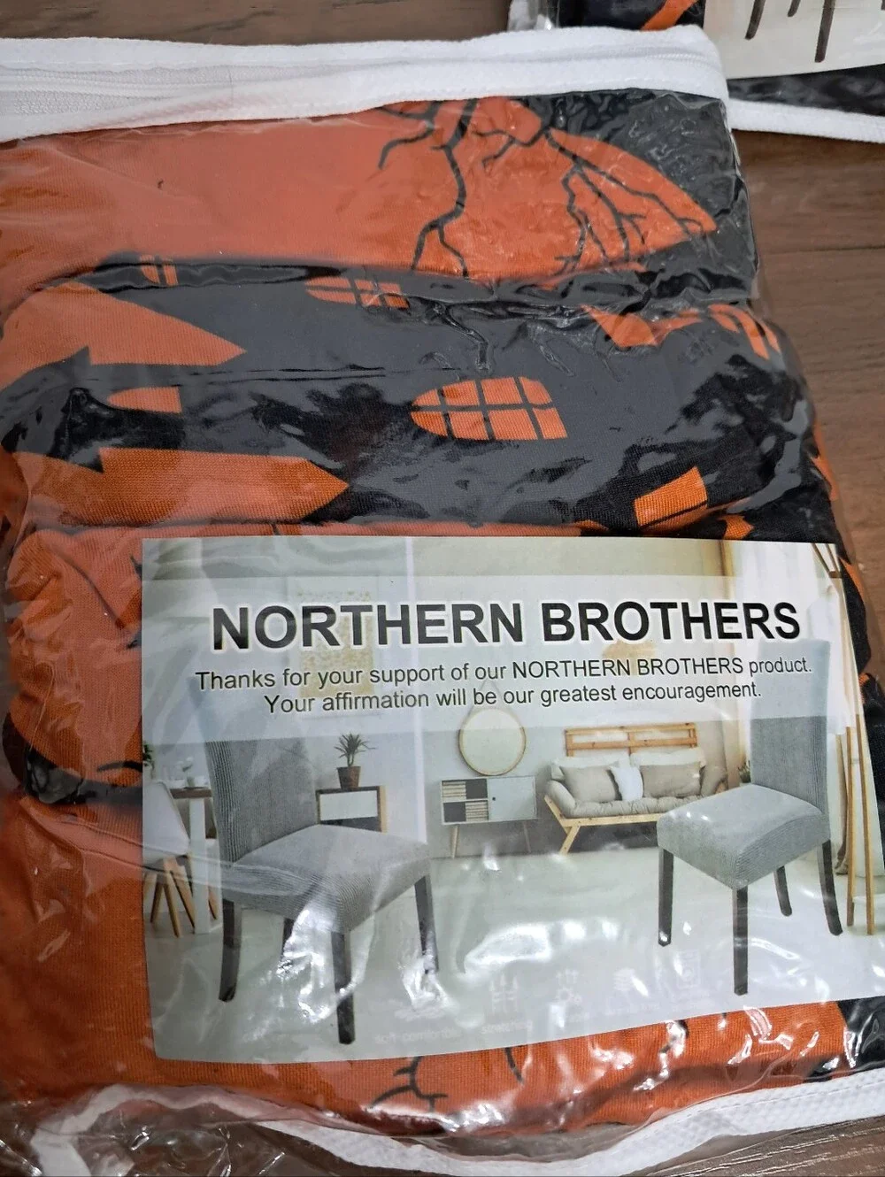 Northern Brothers Dinning Chair Slip Covers Set Of 6 Black Orange Halloween Fall